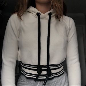 cropped black and white hoodie